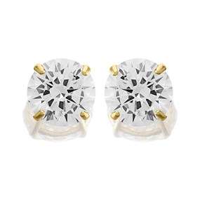 9ct Gold Cubic Zirconia Stud Earrings - 6mm - G27116