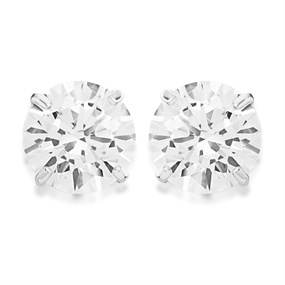 9ct White Gold Cubic Zirconia Stud Earrings - 6mm - G27117