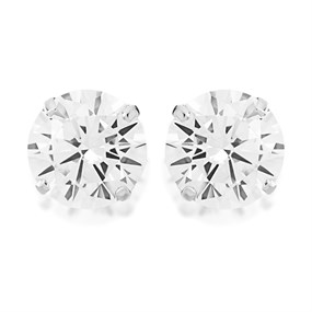9ct White Gold Cubic Zirconia Stud Earrings - 7mm - G27118