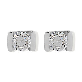 9ct White Gold Cubic Zirconia Stud Earrings - 5mm - G27125