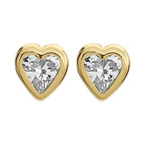 9ct Gold Cubic Zirconia Heart Stud Earrings - 5mm - G27131