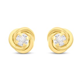 9ct Gold Knot Cubic Zirconia Stud Earrings - G3022