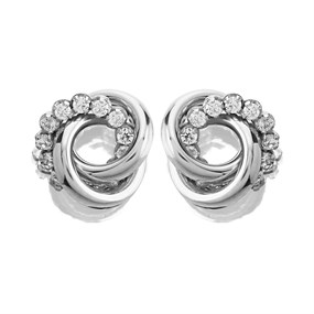 9ct White Gold Cubic Zirconia Open Knot Stud Earrings - 7mm - G3124
