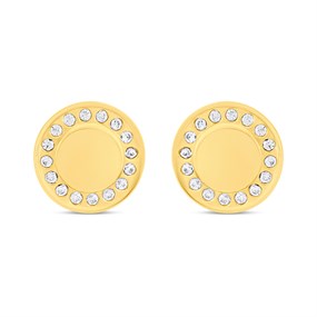 9ct Gold CZ Button Stud Earrings - G3203