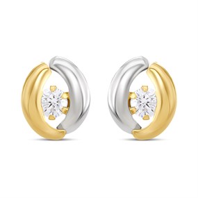 9ct Two Colour Gold CZ Stud Earrings - G3204