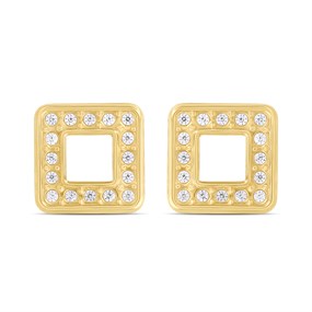9ct Gold Open Square CZ Stud Earrings - G3205