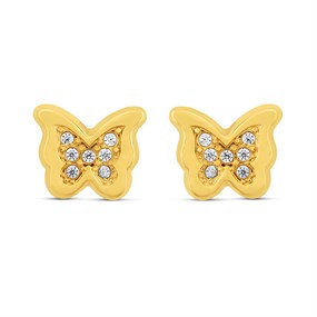 9ct Gold Cubic Zirconia Butterfly Stud Earrings - G32112