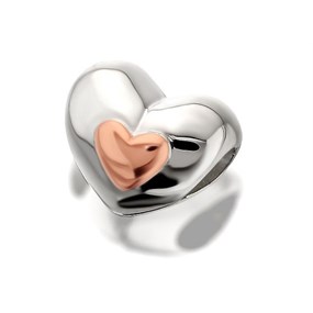 Clogau 9ct Rose Gold And Silver Heart Bead Charm - G4476