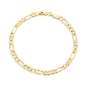 9ct Gold 4.6mm Wide Figaro 8.5in Bracelet - G5674