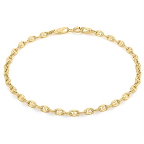 9ct Gold 2mm Wide Anchor Bracelet - 7in - G64102