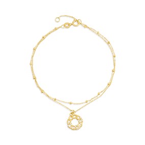 9ct Gold Curb Style CZ Two Row Bracelet - G64114