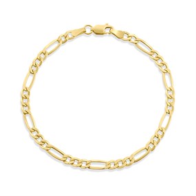 9ct Gold 4mm Wide Figaro 7.5in Bracelet - G64119