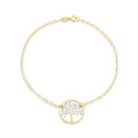 9ct Gold Two Colour Life Tree 7.5in Bracelet - G64121
