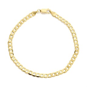 9ct Gold 4mm Wide Flat Curb Bracelet - 8in - G6499