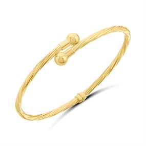 9ct Gold Hinged Twist Ball Bangle - G8467