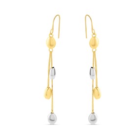 Bonded Silver And 9ct Gold Station Drop Earrings - G9925