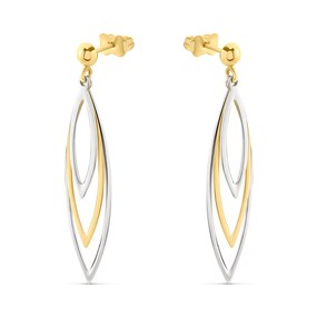 Bonded Silver And 9ct Gold Drop Earrings - G9936
