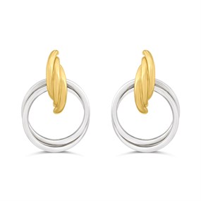 Bonded Silver And 9ct Gold Hoop Drop Earrings - G9953