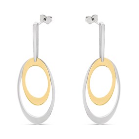 Bonded Silver And 9ct Gold Alternating Oval Drop Earrings - G9956