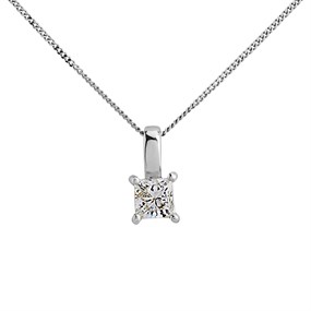 18ct White Gold Diamond Solitaire Necklace - 54pts - I/I2 - H05803