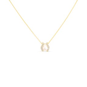 Sif Jakobs  Gold Plated Silver Freshwater Pearl CZ Ponza Necklace - J02144