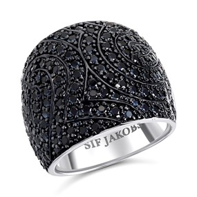 Sif Jakobs Silver Black Cubic Zirconia Ponte Ring - J0216