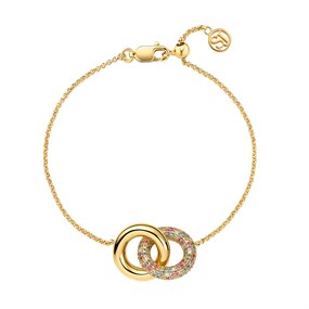 Sif Jakobs Gold Tone Silver Carrara Double Circle Multi Colour CZ Bracelet - J02225