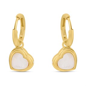 Hot Diamonds Gold 18ct Gold Plated Mother Of Pearl Heart Drop Earrings - J0309