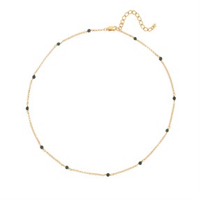 Hot Diamonds 18ct Gold Plated Revive Malachite Necklace - J0324