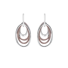 Hot Diamonds DE497 Silver And Rose Gold Plated Drop Earrings - J0401