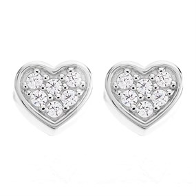 Hot Diamonds DE559 Silver Sparkle Heart Stud Earrings - J0419