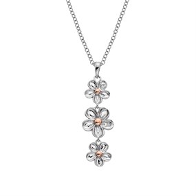 Hot Diamonds Silver And Rose Gold Plated Forget Me Not Necklace - J0454