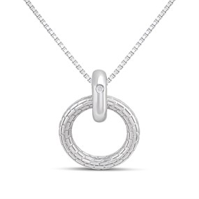 Hot Diamonds Silver Woven Circle Necklace - J0455