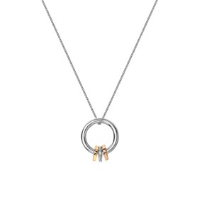 Hot Diamonds Silver & Gold Plated Trio Barrel Necklace - J0457