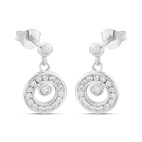 Hot Diamonds Silver Orbit White Topaz Drop Earrings - J0464