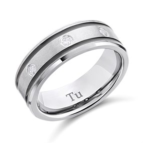 Tungsten Resin And Cubic Zirconia Ring- 8mm - J0917