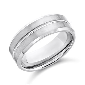 Tungsten Centre Groove Ring- 8mm - J0919
