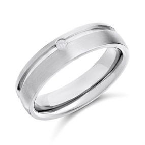 Titanium Offset 6mm Diamond Ring - J1005