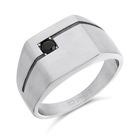 Stainless Steel Black CZ Ring (Sizes T,V,X,Z only) - J1815
