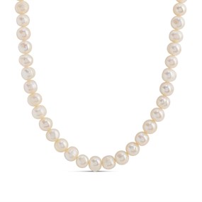 Silver Pearl Semi-Round 6-7mm Strand Necklace- 18" - J3010