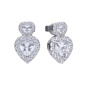 Diamonfire Silver Cubic Zirconia Heart Stud Earrings - J3117