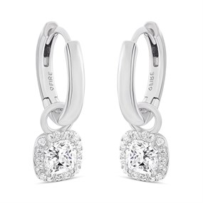 Diamonfire Square Zirconia Drop Assembled Earrings E6061 - J3147