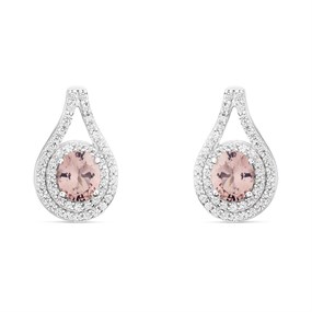 Diamonfire Teardrop Pink Zirconia Stud Earrings E6297 - J3150