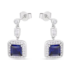 Diamonfire Blue Square Pave Earrings E5912 - J3159