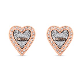 Guess UBE03237RHRG Rose Tone Heart Stud Earrings - J42341