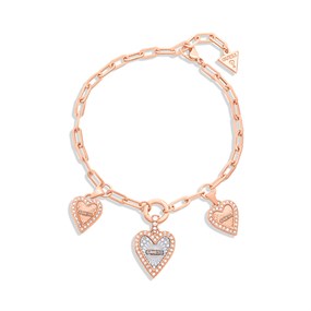 Guess UBB03235RHRGL Rose Tone Three Heart Bracelet - J42342