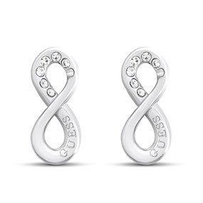 GUESS JUBE03262JWRHT/U Silver Tone Crystal Infinity Stud Earrings - J42355
