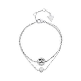 Guess JUBB04160JWRHL Silver Tone Crystal Double Bracelet - J42359