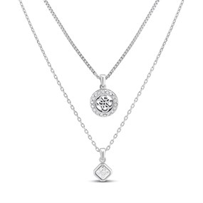 Guess JUBN04159JWRHT/U Silver Tone Crystal Double Layer Necklace - J42360
