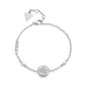 GUESS JUBB03125JWRHL Silver Tone Crystal Disc Bracelet - J42361